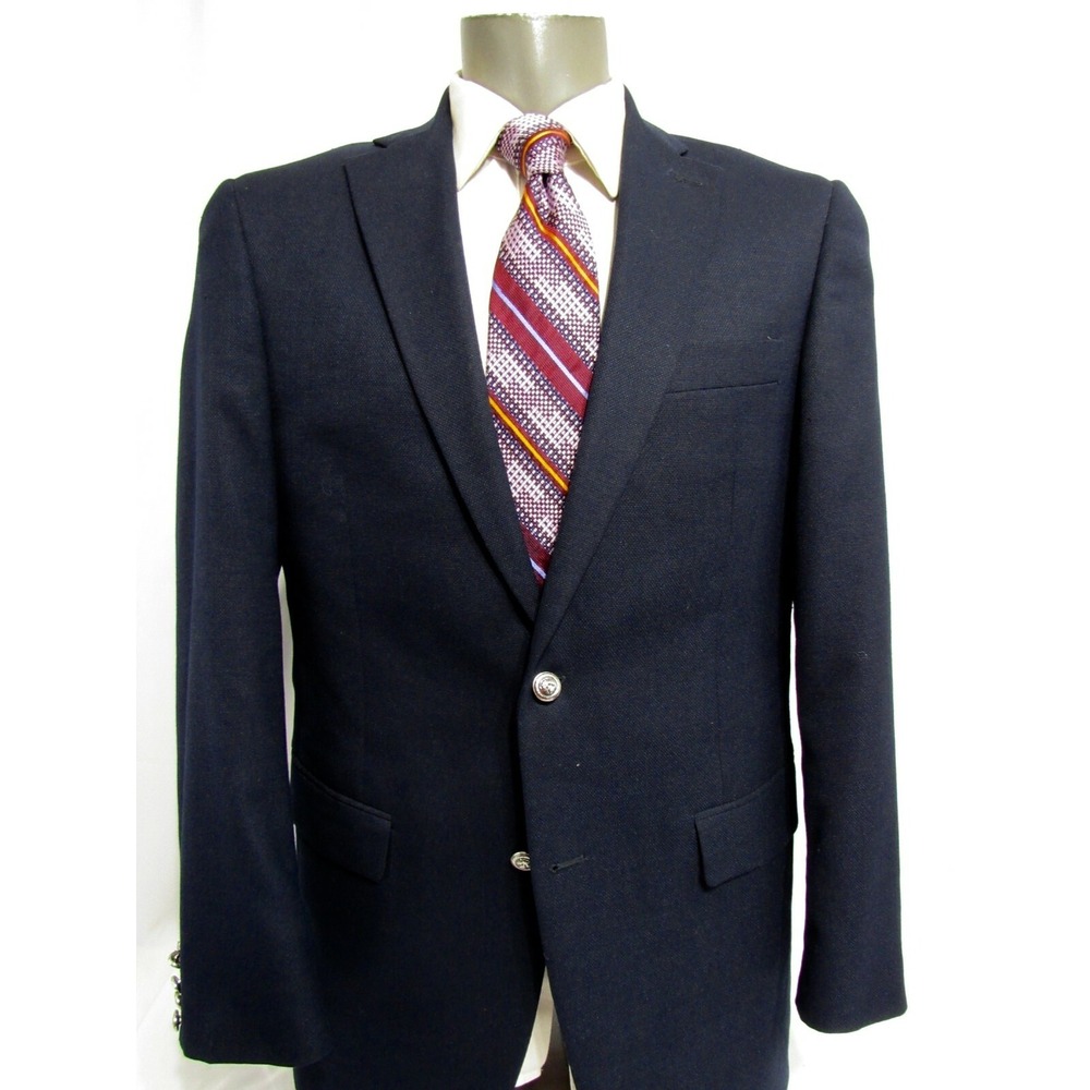 Hart Schaffner Marx Polyester Blend 40L Mens Traditional Navy Blazer Recent